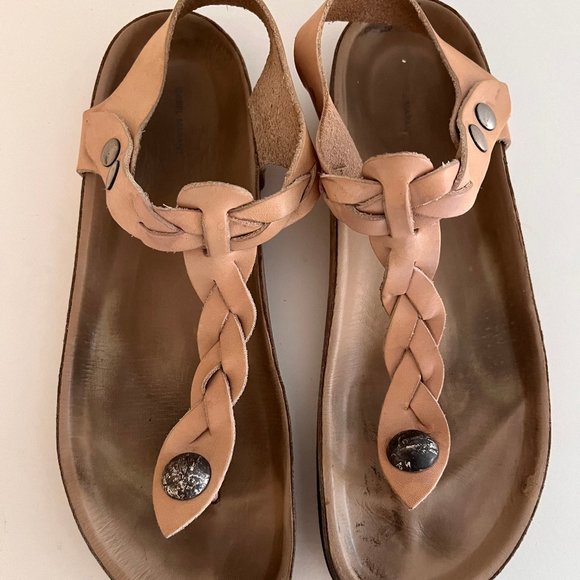 Isabel Marant Cream Braided Leather Brook Sandals - Picture 1 of 5